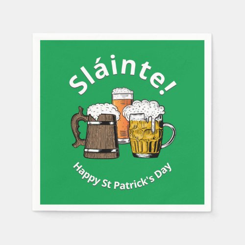 Green Slinte Beer St Patricks Day Paper Napkins