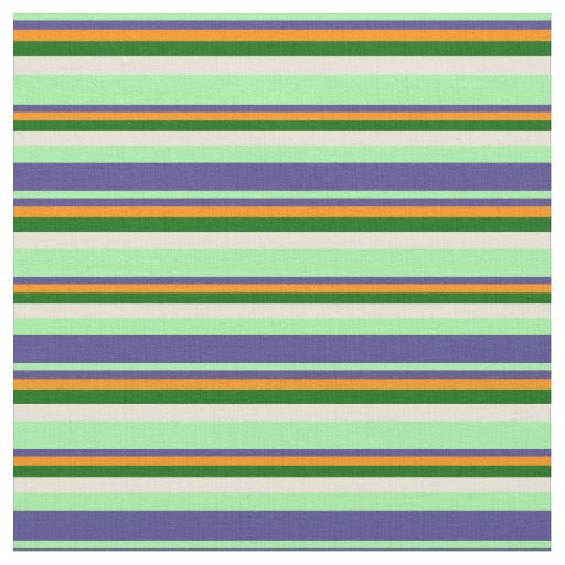 Green, Slate Blue, Dark Orange, Dark Green, Bisque Fabric