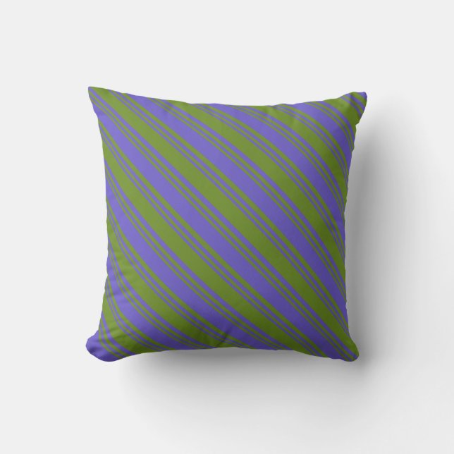 Green & Slate Blue Pattern Throw Pillow (Front)
