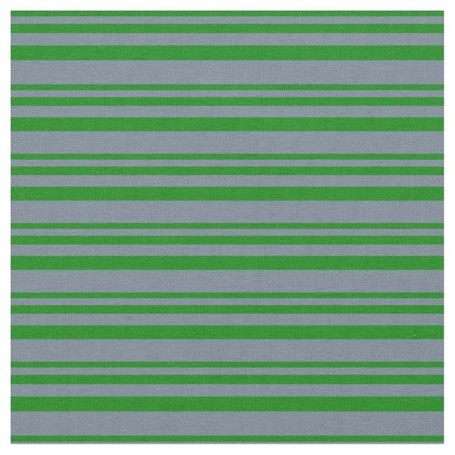 Green & Slate Gray Pattern of Stripes Fabric (Close Up)