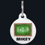 Green Slate School Chalkboard Math Teacher Class Pet Name Tag<br><div class="desc">Pet tag design features an original illustration of a green slate school classroom chalkboard with a simple math equation. Just personalize with the name of your dog or cat. Lots of coordinating pet products are also available from this shop! Don't see exactly what you're looking for? Contact Rebecca to have...</div>