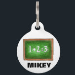 Green Slate School Chalkboard Math Teacher Class Pet Name Tag<br><div class="desc">Pet tag design features an original illustration of a green slate school classroom chalkboard with a simple math equation. Just personalize with the name of your dog or cat. Lots of coordinating pet products are also available from this shop! Don't see exactly what you're looking for? Contact Rebecca to have...</div>