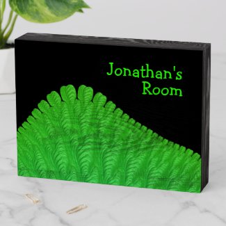 Green Sleeping Dinosaur Fractal Boys Name Bedroom Wooden Box Sign