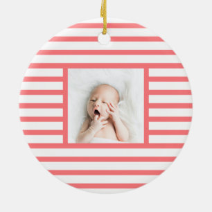 Green Sleepy Baby Dino Red Stripe Modern Ceramic Ornament