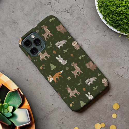 Green Sleepy Little Woodland Critters Case_Mate iPhone 14 Pro Max Case