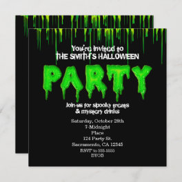 Green Slime Fun Halloween Party Invitations
