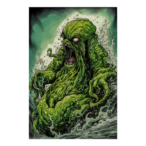 Green Slime Monster Poster