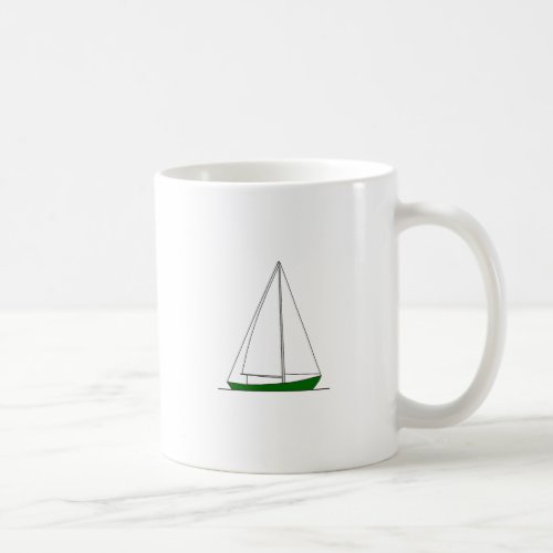 Green Sloop Sailboat Coffee Mug