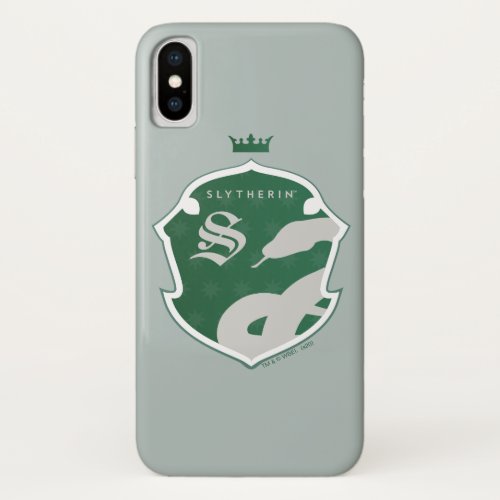 Green SLYTHERIN Outlined Crowned Crest iPhone X Case