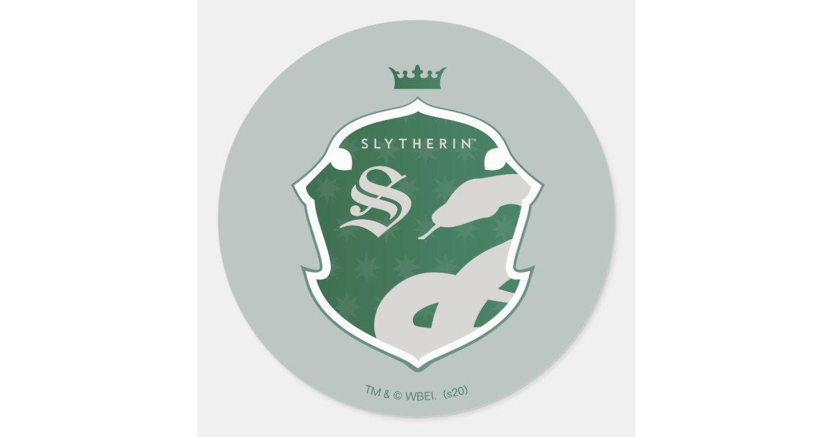 Green SLYTHERIN™ Outlined Crowned Crest Classic Round Sticker | Zazzle