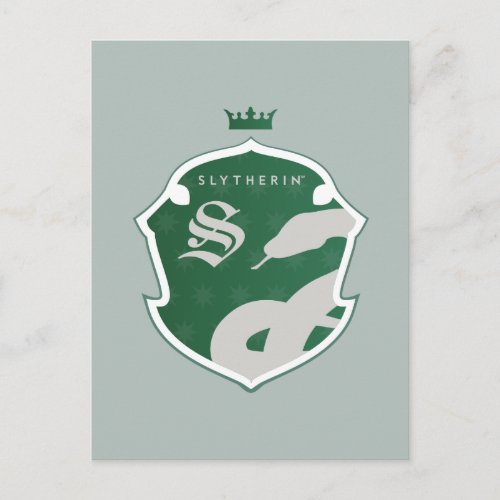 Green SLYTHERIN Outlined Crowned Crest Invitation Postcard