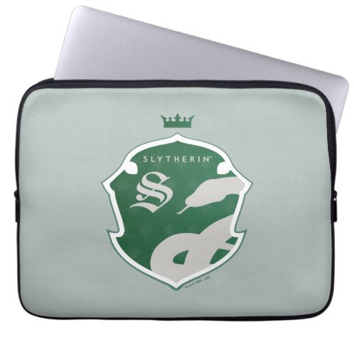 Green SLYTHERIN Outlined Crowned Crest Laptop Sleeve