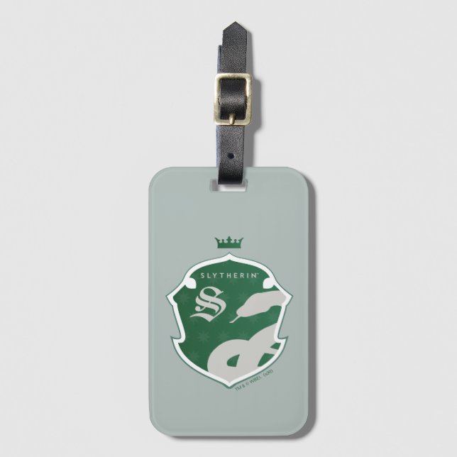 Green SLYTHERIN™ Outlined Crowned Crest Luggage Tag (Front Vertical)