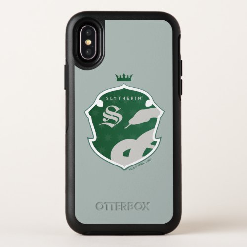 Green SLYTHERIN Outlined Crowned Crest OtterBox Symmetry iPhone X Case