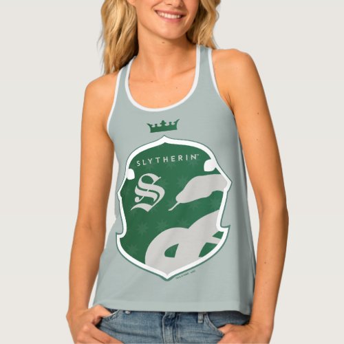 Green SLYTHERIN Outlined Crowned Crest Tank Top