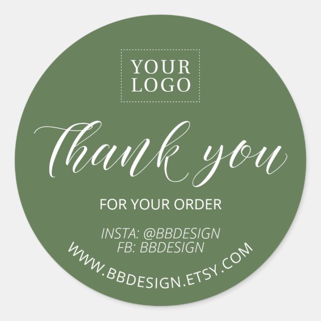 Green | Small Business Thank you package sticker (Front)