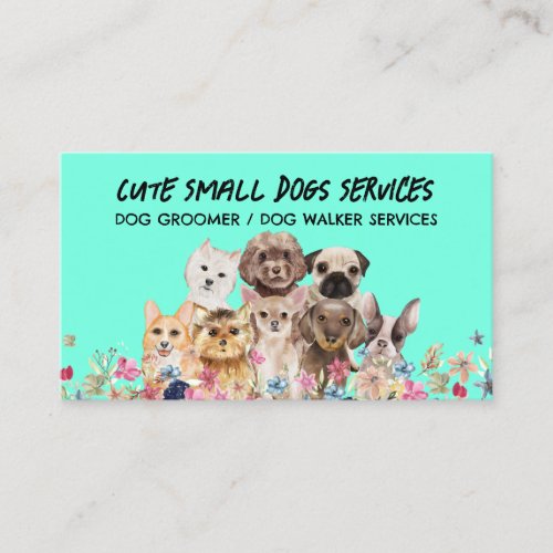Green Small Dogs grooming boutique pet sitter Business Card