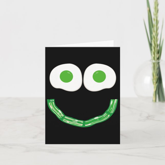 Green Smile Face Eggs And Bycon Ham Breakfast St P Card (Front)