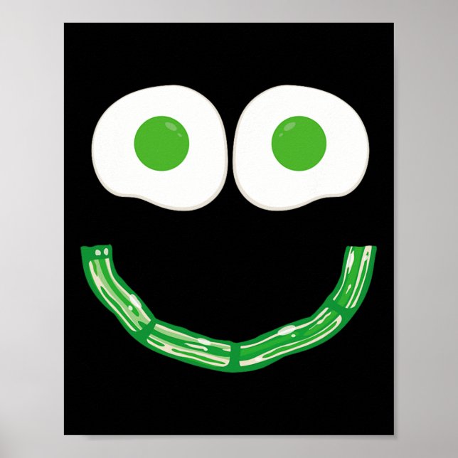 Green Smile Face Eggs And Bycon Ham Breakfast St P Poster (Front)