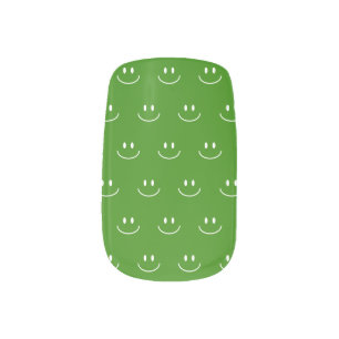 Green Smile Pattern Minx Nail Art