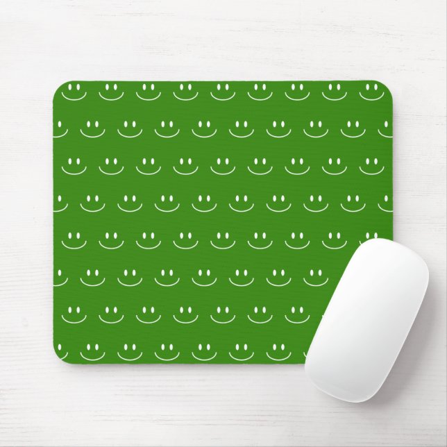 Green Smile Pattern Mouse Pad (With Mouse)
