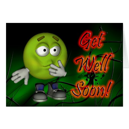 Green Smiley Get Well Soon Greeting Card | Zazzle