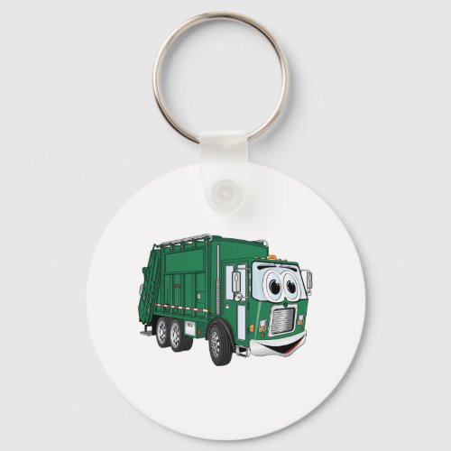 Green Smiling Garbage Truck Cartoon Keychain