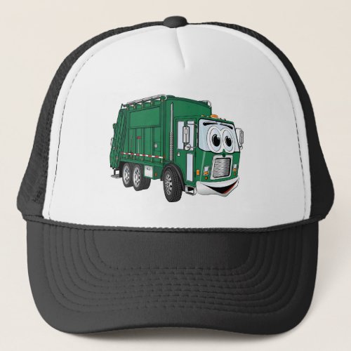 Green Smiling Garbage Truck Cartoon Trucker Hat