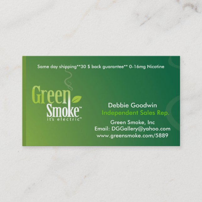 Green Smoke Business Card (Front)