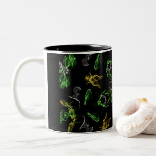 Green Smoke Mandala Design Two-Tone Coffee Mug