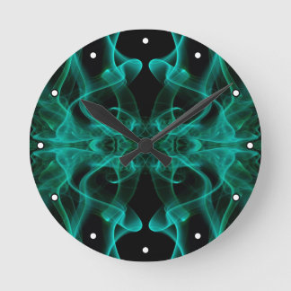 Green Smoke Symmetrical Minimalist Black Round Clock