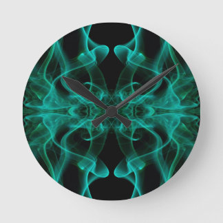 Green Smoke Symmetrical Minimalist Black Round Clock