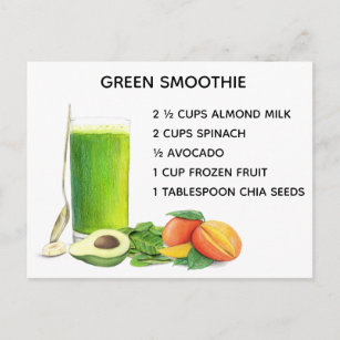 Green Smoothie Recipe Healthy Nutrition Vegan Postcard