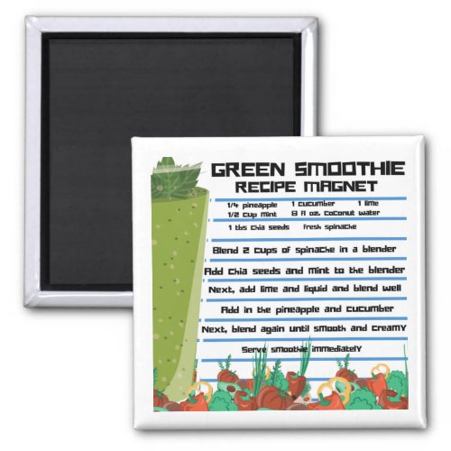 Green Smoothie Recipe Refrigerator Magnet 