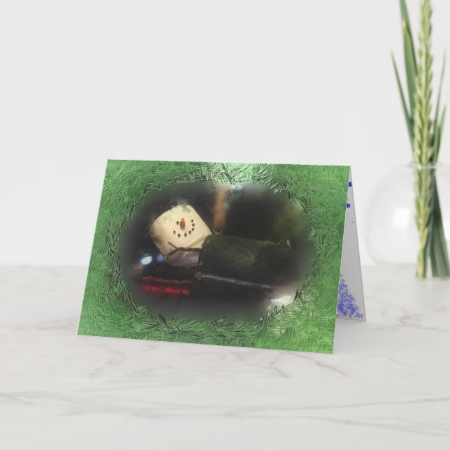 Green S'Mores Sleeping Bag Holiday Card (Front)