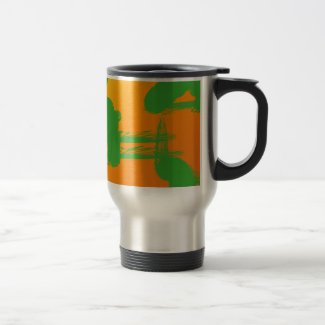 green smudges in orange travel mug