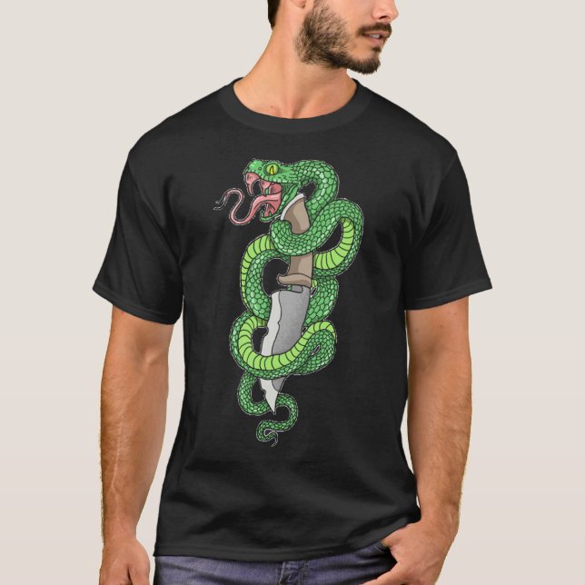 Green snake and dagger antique T-Shirt (Front)