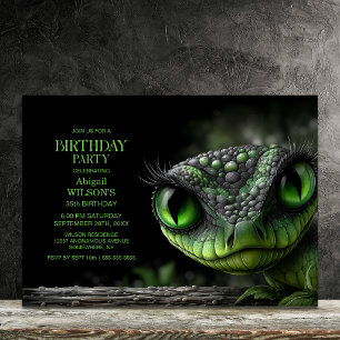 Green Snake Birthday Party Invitation