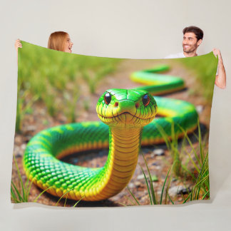 Green Snake Fleece Blanket