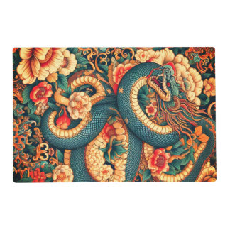 Green snake flowers placemat