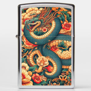 Green snake flowers zippo lighter