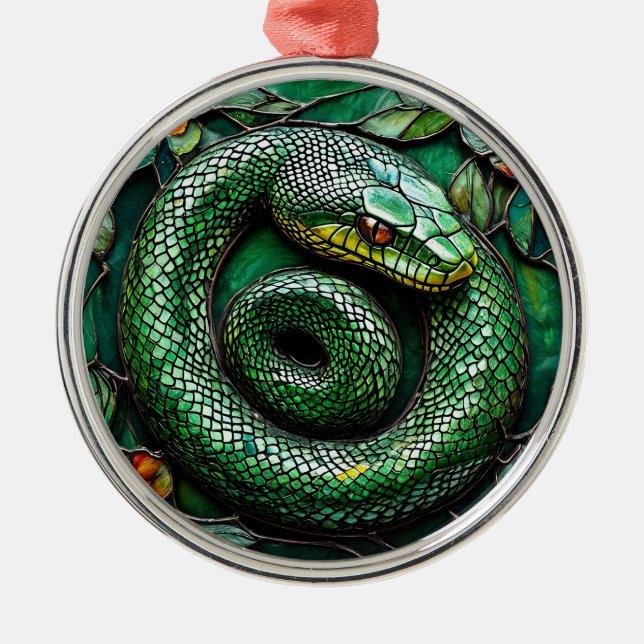 Green Snake Metal Ornament (Front)