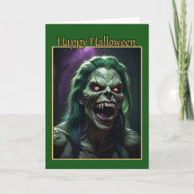 Green Snake Monster Halloween Card