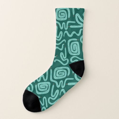 Green Snake Pattern Socks