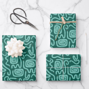 Green Snake Pattern Wrapping Paper Sheets