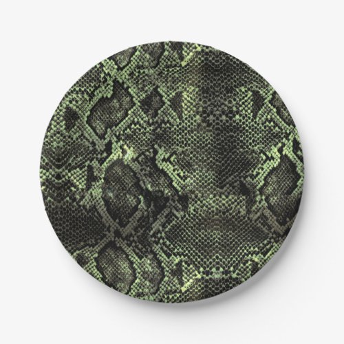 Green Snake print Paper Plates