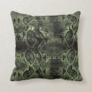 Green Snake print Throw Pillow