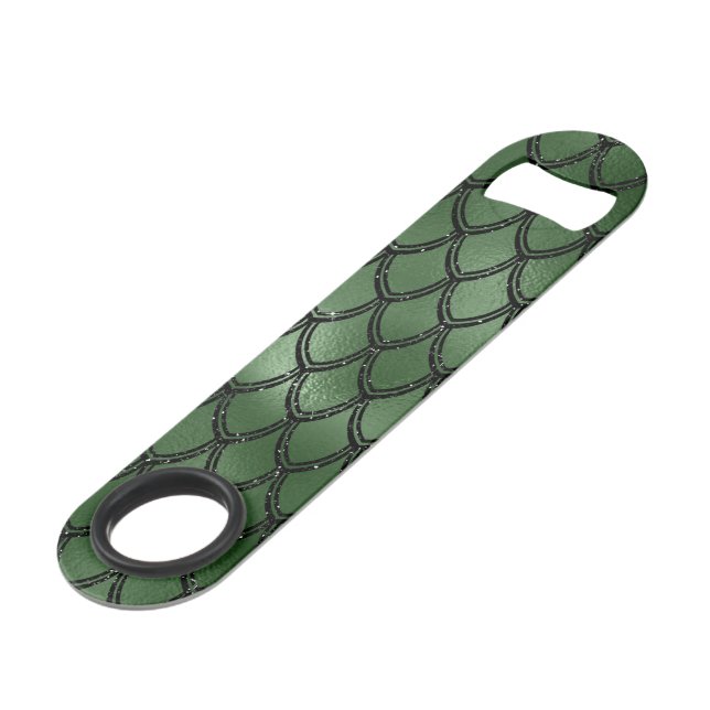 Green Snake Serpent Reptile Pattern Bar Key (Front Angled)