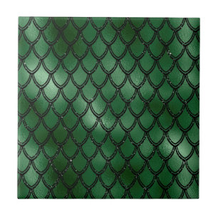 Green Snake Serpent Reptile Pattern Ceramic Tile