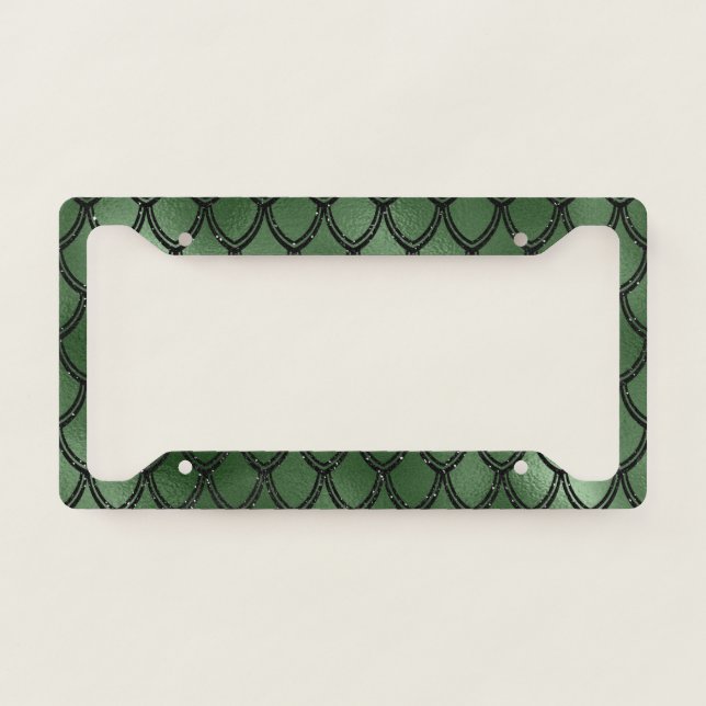 Green Snake Serpent Reptile Pattern License Plate Frame (Front)